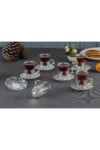 ست ارائه لیوان چای نقره ای 18 تکه Hanedan 6 نفره - 785