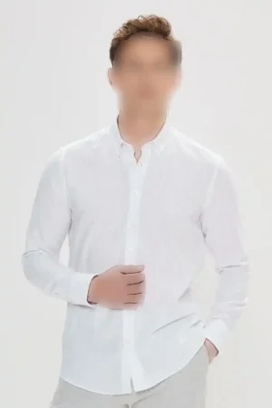 پیراهن کتانی یقه باریک مردانه باریک و باریک با ظاهر 100% پنبه - 92