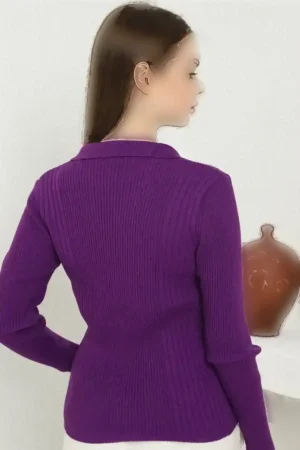 ژاکت بافتنی پولو بنفش زنانه - 938