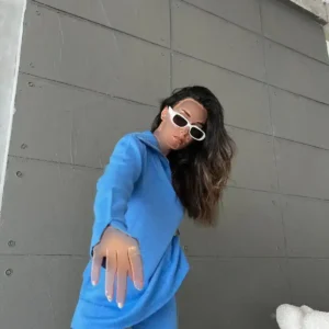 ست ژاکت شلوار بافتنی آبی - 997