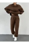 لباس زنانه گرمکن قهوه ای 3 نخ ست بالا و پایین - 1149