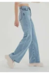 دورا زنانه برف شوی آبی شلوار جین گشاد سوپر کمر بلند Palazzo - 1181