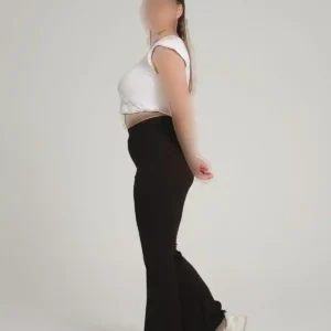 جوراب شلواری مشکی کمر بلند سایز Curve Plus Ribbed Flare Leg - 1317