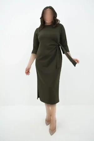 لباس مجلسی زنانه سایز بزرگ با جزییات کراوات 5274-25 - 1326