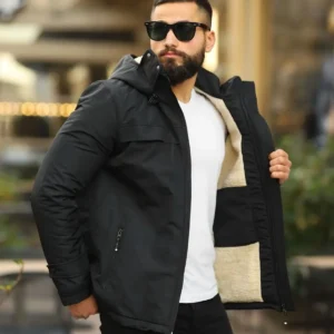 مانتو مردانه زمستانی با کلاه جداشدنی - 1343