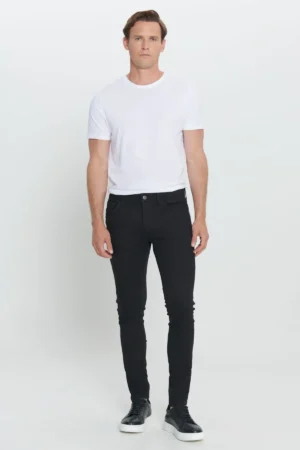 شلوار جین منعطف نخی مشکی مردانه مشکی فوق العاده باریک Fit Fit Slim Fit Rıss - 1438