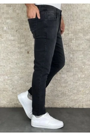 شلوار جین مردانه ژان مردانه سیاه لیکرا Skinny Fit - 1442