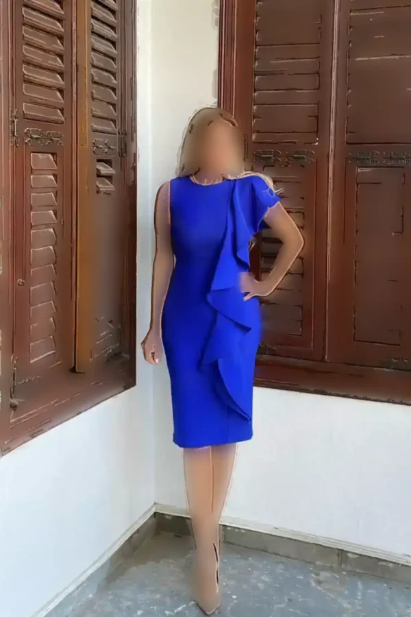لباس شب دم دار یقه سنگی چاک دار 582553 - 1491