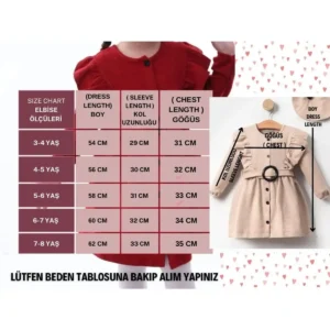 لباس دخترانه دوخت قرمز آب شده (3 تا 8 سال) - با کلاه، کمربند و طرح ویژه زمستانی - 1521