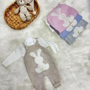 LITTLELAND COMBED cotton Bandi Rabbit Knit Slopet JUMPSUIT - 1969
