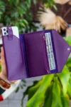 کیف پول پاکت مدل بنفش (DAMSON) با محفظه تلفن و سکه پاکت - 2044