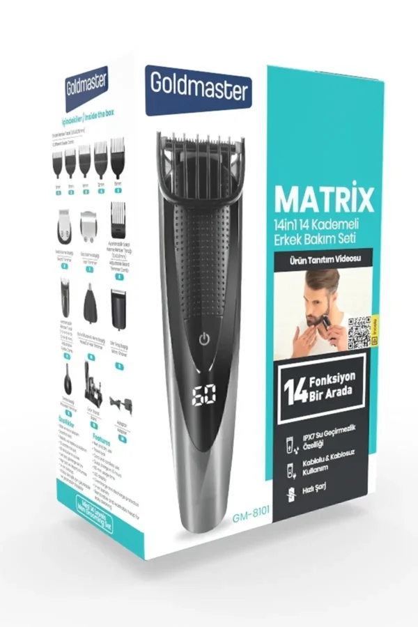 صفحه نمایش LED Matrix Wired Wireless Wet Dry Ipx7 14 In 1 Full Mane Grooming Set - 2310