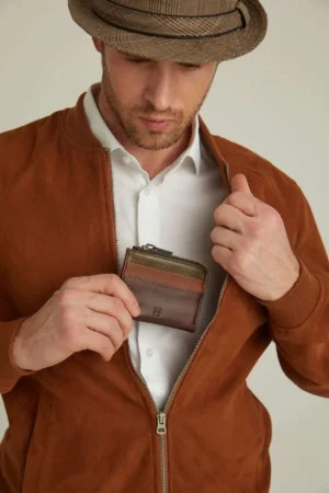 Seward مردانه قهوه ای (به علاوه رنگ) چرمی طرح جیب زیپ دار قفل کارت Rfid Protected - 1829