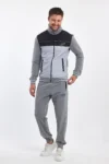 لباس ورزشی یقه بلند مردانه 2 نخ - خاکستری - 1921