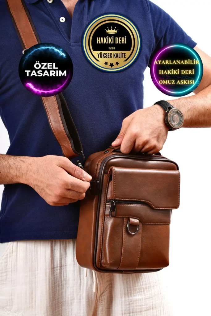 کیف دستی و سرشانه مردانه چرم اصل Wiexer Antique Tan - 2059