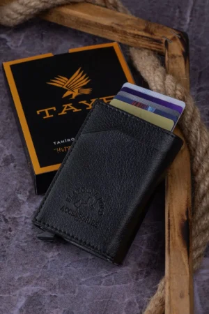 کیف پول جا کارتی ضد سرقت مکانیزم اتوماتیک مردانه چرمی محافظ Rfid با محفظه پول - 2217