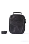 کیف مردانه استیل مشکی چرم اصل با بند قابل تنظیم (سایز متوسط) - 2052