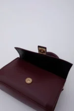 کیف دستی، بازو و شانه زنانه چرم مصنوعی Claret Red Shk109 با بست های محکم و بند قابل تنظیم L:11 E:19 W:7 سانتی متر - 1910