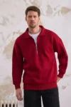 سویشرت مردانه نیم زیپ معمولی قرمز - 1962