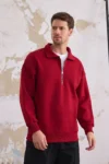 سویشرت مردانه نیم زیپ معمولی قرمز - 1962