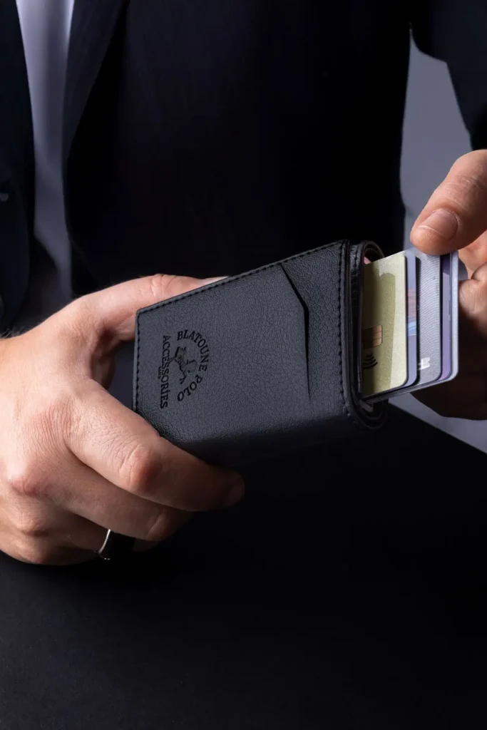 کیف پول جا کارتی ضد سرقت مکانیزم اتوماتیک مردانه چرمی محافظ Rfid با محفظه پول - 2217