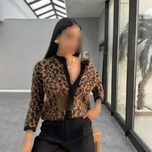 ژاکت بافتنی نرم طرح پلنگی - 2114