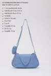 کیف دستی و شانه ای چرم مصنوعی آبی Shk96 L:18 W:32 W:8 سانتی متر - 2158