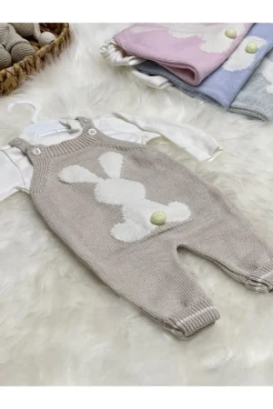 LITTLELAND COMBED cotton Bandi Rabbit Knit Slopet JUMPSUIT - 1969