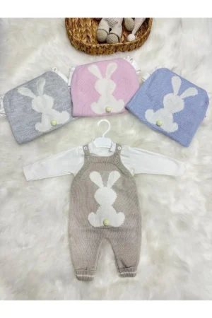 LITTLELAND COMBED cotton Bandi Rabbit Knit Slopet JUMPSUIT - 1969