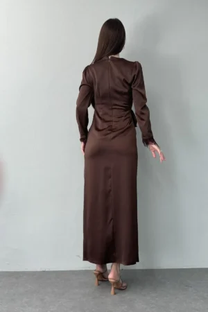 لباس ساتن آستین سرخ شده - 2192