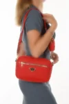 کیف شانه ای زنانه صلیب بند قرمز با کیف پول - 2151