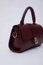 کیف دستی، بازو و شانه زنانه چرم مصنوعی Claret Red Shk109 با بست های محکم و بند قابل تنظیم L:11 E:19 W:7 سانتی متر - 1910