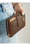 کیف پول زنانه قهوه ای با محفظه سکه و کارت - 2049