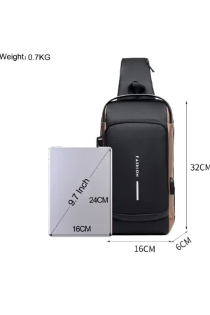 فکا جهانی شیک شانه، کیف سینه با پورت شارژ USB و قفل - 2054