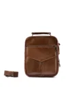 کیف مردانه استیل قهوه ای چرم طبیعی کیف دست و شانه C (سایز متوسط) - 2053
