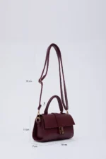 کیف دستی، بازو و شانه زنانه چرم مصنوعی Claret Red Shk109 با بست های محکم و بند قابل تنظیم L:11 E:19 W:7 سانتی متر - 1910