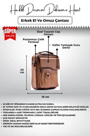کیف دستی و سرشانه مردانه چرم اصل Wiexer Antique Tan - 2059