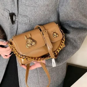 کیف باگت طرح مشروح اکسسوری شتری رنگی زنانه - 2153
