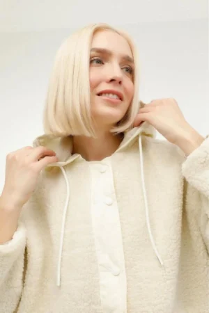 مانتو زنانه Hannah Teddy Jac Ecru 6CT2008 101398899 - 2063