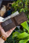 کیف پول قهوه ای مسدود کننده RFID چرم اصل جکسون با محفظه سکه - 2050