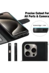 کیف پول کیف ویزیت iPhone 15 Pro Case Holder Wallet Cover Magnet clasp Stand 360 Protection Leather Texture - 2212
