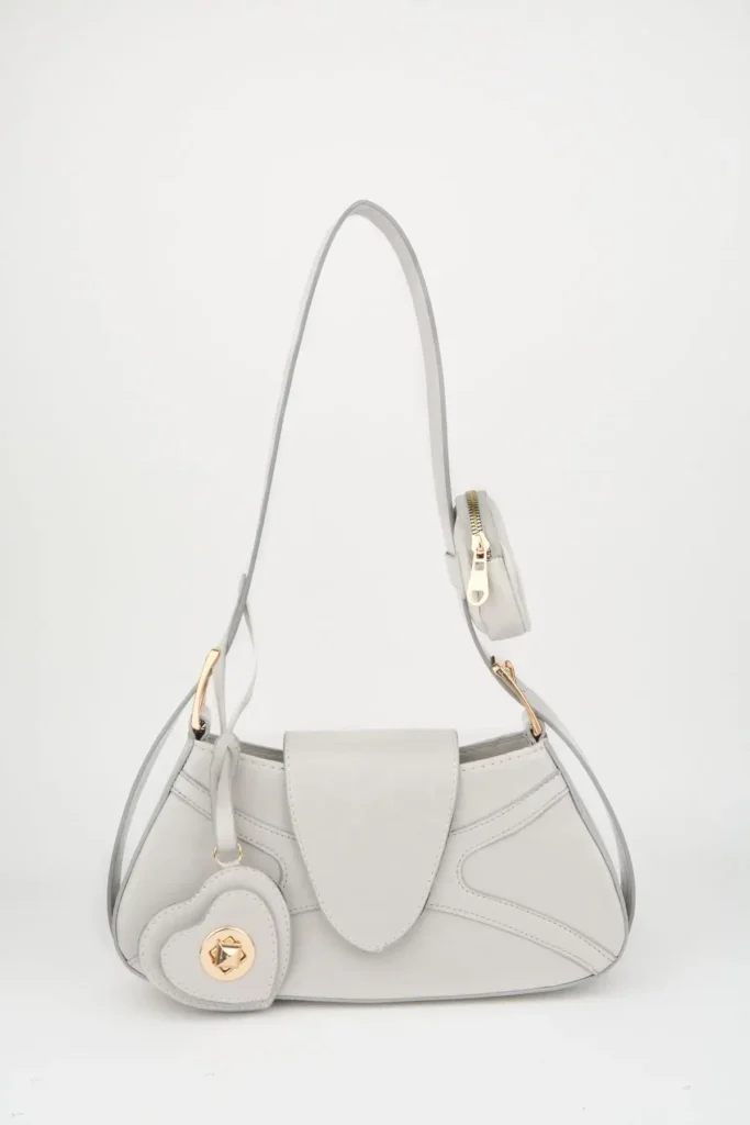 کیف پول زنانه باگت به رنگ خاکستری روشن طرح چرم مصنوعی بسته بندی کیف دست و شانه - 2159