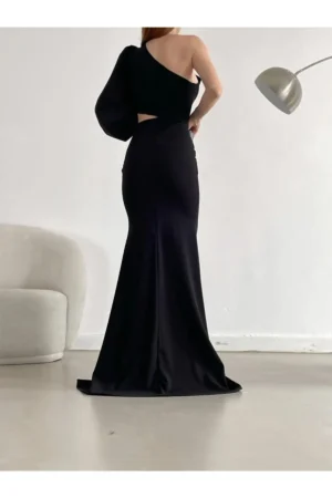 لباس شب کرپ آستین عمیق 749 - 2776