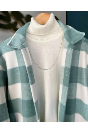 پیراهن نعناعی Unisex Oversize ضخیم زمستانی پشمی اصل - 2730