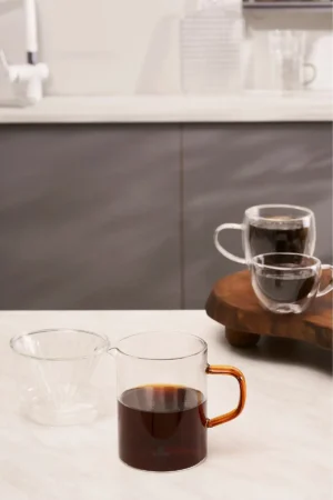 Draco Borosilikat Glass Dripper قهوه/فیلتر تجهیزات قهوه 450 میلی لیتر نارنجی - 2743