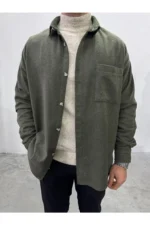 پیراهن چوب جک قطبی تک جنسیتی طرح دار Oversize - 2728