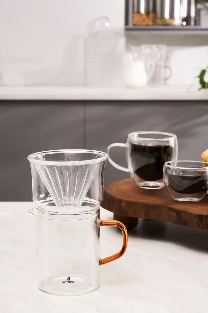 Draco Borosilikat Glass Dripper قهوه/فیلتر تجهیزات قهوه 450 میلی لیتر نارنجی - 2743