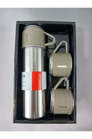 ست فلاسک وکیوم ست قمقمه استیل جعبه ای سه لیوانی 500 میلی لیتری - 2747
