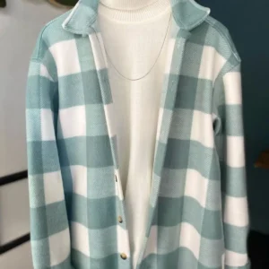پیراهن نعناعی Unisex Oversize ضخیم زمستانی پشمی اصل - 2730