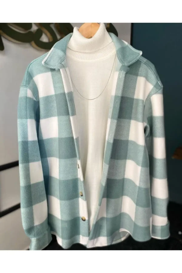 پیراهن نعناعی Unisex Oversize ضخیم زمستانی پشمی اصل - 2730